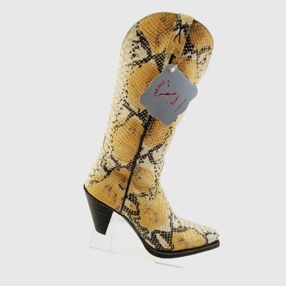Twisted X Women'sSimulated Snake Skin Cowboy Western Boots Size 7.5B